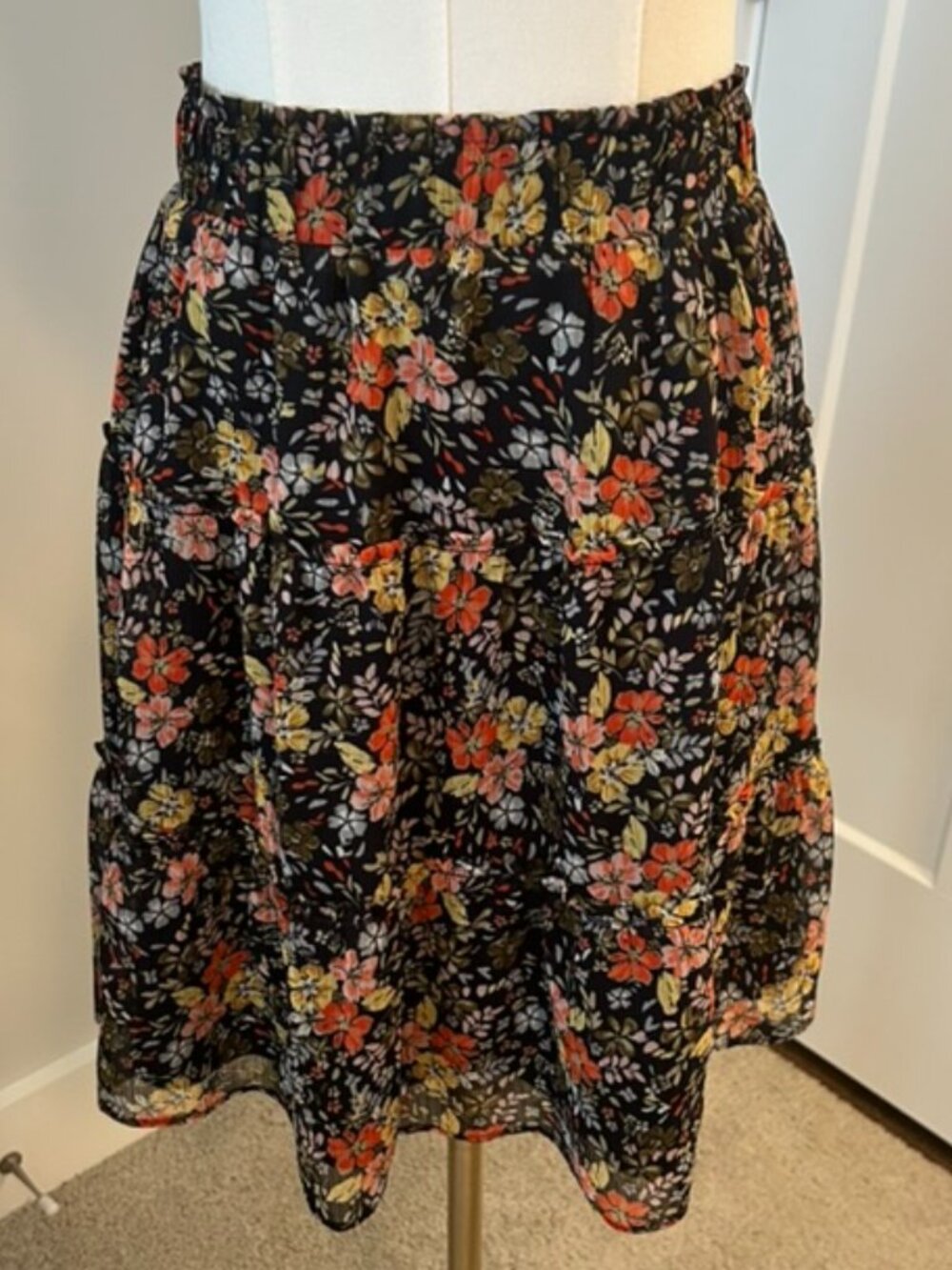 LOFT Floral Tiered Mini Skirt